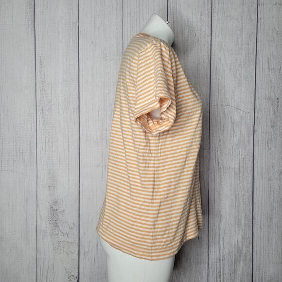 Obey Worldwide Womens Orange Striped Crewneck Short Sleeve T Shirt Size Medium - Picture 5 of 7